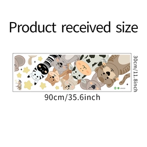 Tableau des tailles du sticker mural animaux de dessin animé mesurant 90x30cm