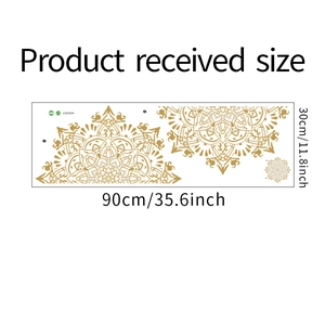 Goldener Mandala Wandaufkleber aus PVC für Wohndekor mit detaillierten Maßen