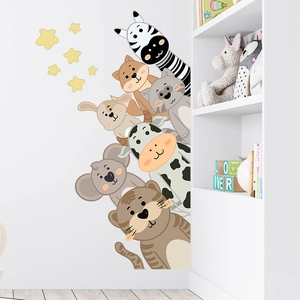 Stickers muraux animaux mignons pour chambre enfant avec tigre koala décor PVC