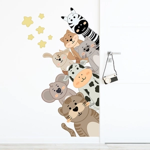 Stickers Muraux Animaux Dessins Animés PVC Décalcomanies Autocollantes Pour Chambre D'enfant Maternelle Décoration Tigre Vache Zèbre Étoile