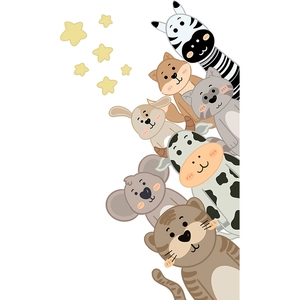 Stickers muraux animaux mignons avec zèbre et koala pour décoration de chambre d'enfant