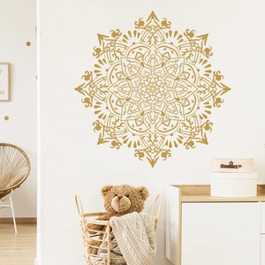 Goldener Mandala Wandaufkleber Ethno Geometrischer PVC Aufkleber Für Wohnzimmer Schlafzimmer Eingangsbereich Heimästhetik Wanddeko