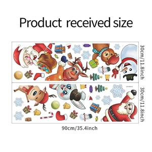 Detailansicht 2er Set Weihnachts-Wandsticker mit Weihnachtsmann und Elch, je 30x90cm groß