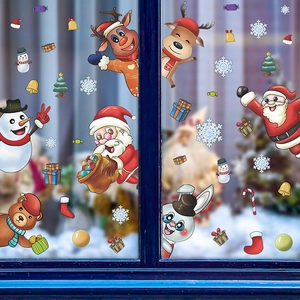 Weihnachtsfensterbilder Set mit Weihnachtsmann und Rentier für festliche Dekorationen