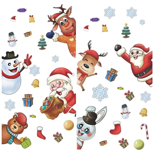 Weihnachts-Wandsticker-Set mit Weihnachtsmann, Rentier und Schneemann Motiven