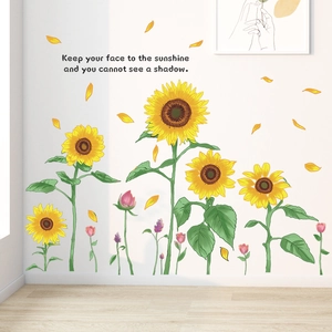 Stickers muraux tournesols avec citation inspirante pour décoration intérieure