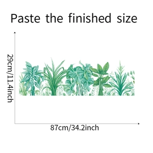 Detailed view of tropical plant wall decal dimensions showing monstera leaf pattern size