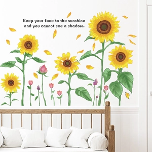 Stickers muraux tournesols avec citation inspirante pour la chambre et le salon