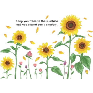 Stickers muraux tournesols avec citation motivante pour chambre et salon chic