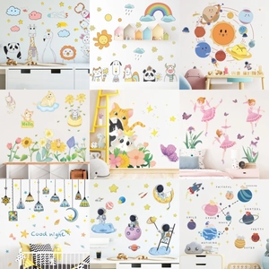 Cartoon Space Astronaut Solar System Wall Stickers Waterproof PVC Removable Decals For Kids Bedroom Nursery Home Decor