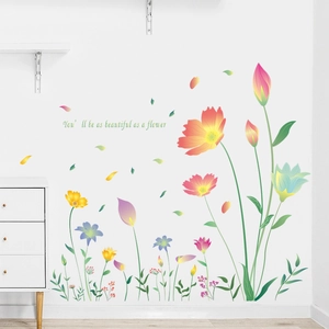 Modern Minimalist Floral Wall Stickers PVC Waterproof Cosmos Flower Decals For Living Room Bedroom Home Wall Decoration