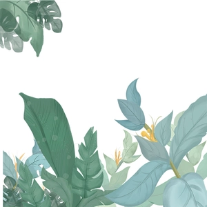 Watercolor tropical monstera and banana leaves wall sticker for home decor