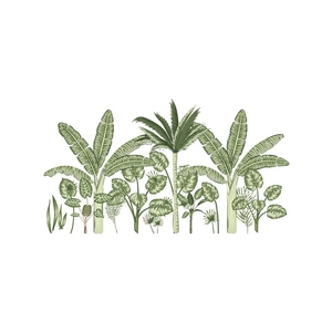 Stickers muraux tropicaux avec palmiers vintage et feuilles de monstera vertes