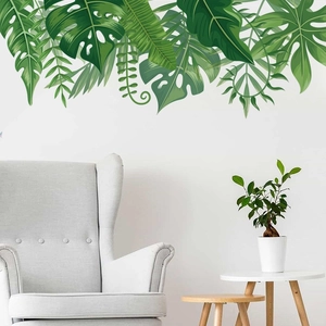 Nordic tropical green leaf wall stickers with monstera and banana leaves for home decor