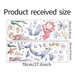 Détail du lot de stickers muraux sirène océan 24x70cm pour décoration de chambre d'enfant