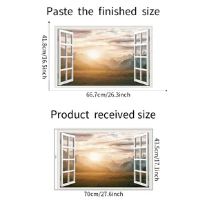 Size specifications for the 3D snow mountain window view self-adhesive wall sticker