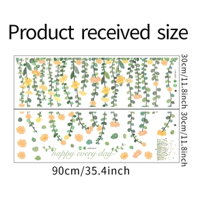 Detail view of vine wall decals showing 30x90cm sheet dimensions and floral patterns