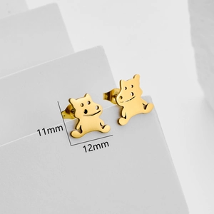 Minimalistische vergoldete Ohrstecker für Damen im süßen Ochsen-Design aus Edelstahl
