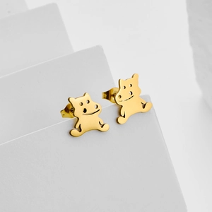 Minimalistische goldene Ochsen-Ohrstecker aus poliertem Edelstahl für Frauen und Mädchen