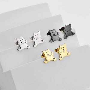 Süße Cartoon Nilpferd Ohrstecker Minimalistische Edelstahl Tier Ohrringe Gold Silber Schwarz Für Damen Mädchen Schmuck