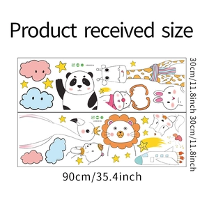 Cartoon animal and cloud wall stickers set with 30x90cm layout for nursery decor