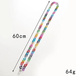 60cm colorful acrylic chain strap with silver lobster clasp for mobile phones and bags