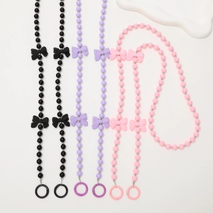 Fashion Bow Tie Beaded Crossbody Lanyard For Women Luxury Phone Case Strap Bag Shoulder Chain Alloy Clips Lanyard Jewelry
