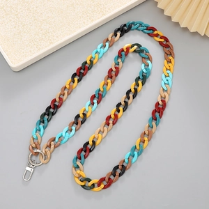 Colorful 17mm acrylic link chain with silver lobster clasps for phone or bag strap