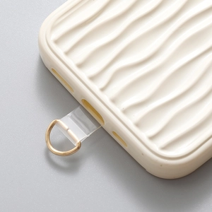 Cream wavy phone case featuring a transparent TPU pad and a premium gold D-ring connector