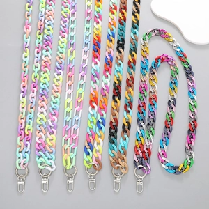 Colorful acrylic DIY phone chain straps with silver lobster clasps for women