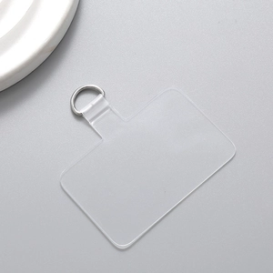 Universal transparent TPU phone lanyard patch with silver metal D-ring attachment