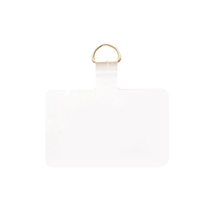 Translucent TPU phone tether tab with a golden D-ring connector for lanyards
