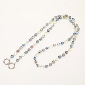 Lanière de téléphone bandoulière en perles de cristal colorées avec anneaux argentés