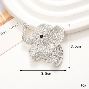 Diamond encrusted elephant brooch in silver metal with size and weight measurements