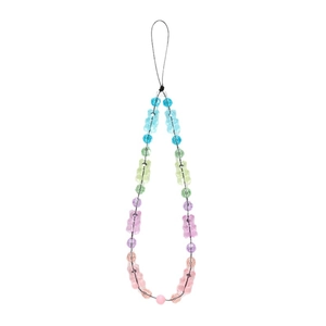 Bunte Y2K-Handykette mit transparenten Bärenperlen und kurzem Armband für Damen