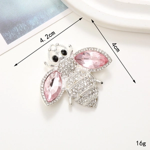 Ciondolo ape in lega di zinco con cristalli rosa e strass bianchi misura 4,2x4cm