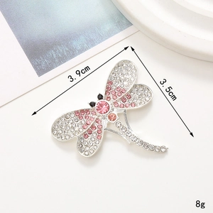 Ciondolo libellula in lega d'argento con strass rosa e bianchi, 3,9x3,5 cm