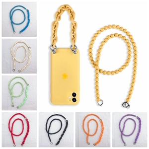 Colorful acrylic crossbody phone chain set with resin beads and metal rings in 8 colors