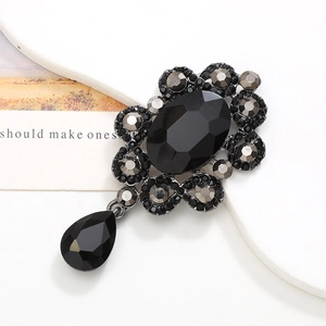 Vintage zwarte edelsteen broche met druppelhanger voor DIY sieraden accessoires