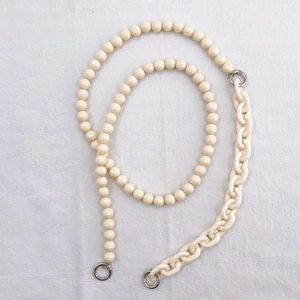 Minimalist cream acrylic chain strap for phone or bag with silver spring buckles