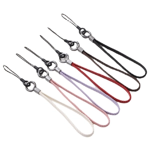 Lot de 6 dragonnes de poignet tressées en cuir avec anneau métallique pour étuis mobiles
