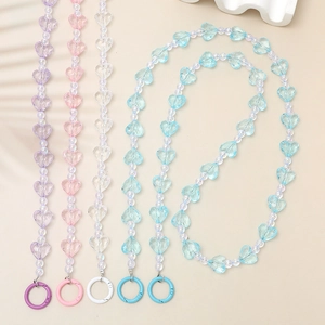 Acrylic Heart Beaded Crossbody Bag Chain Long Replacement Shoulder Strap Anti Drop Phone Lanyard Accessories For Women
