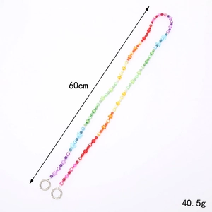 Bunte Perlen-Handykette mit Herzen und Sternen, 60 cm Länge und 40,5 g Gewicht