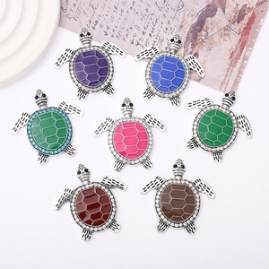 Alloy Enamel Sea Turtle Pendant Rhinestone Inlaid Animal Shape Charms For DIY Jewelry Making Accessory Phone Case Decor