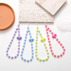 Handgefertigte Süße Herz Perlen Handykette Bunte Harz Perlen Handy Strap Anti-Verlust Charm Für Damen Zubehör