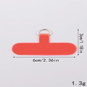 Orange TPU phone lanyard patch with silver D-ring and size dimensions 6x3cm