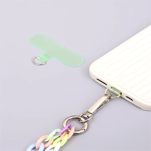 Translucent green TPU phone lanyard patch with colorful macaron acrylic link chain