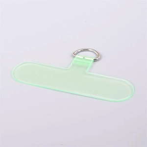 Durable mint green TPU phone lanyard tether tab with silver D-ring connector