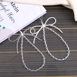 Handmade Beaded Bow Phone Chain Acrylic Artificial Pearl Bowknot Lanyard Anti-lost Mobile Phone Strap For Women Bag Charm Keyring