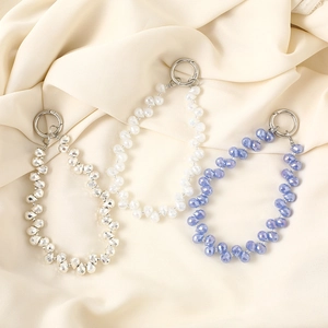 Luxury Beaded Keychain Phone Charm Crystal Waterdrop Bead Bag Pendant Elegant Acrylic Bead Strap Accessory For Women Girls